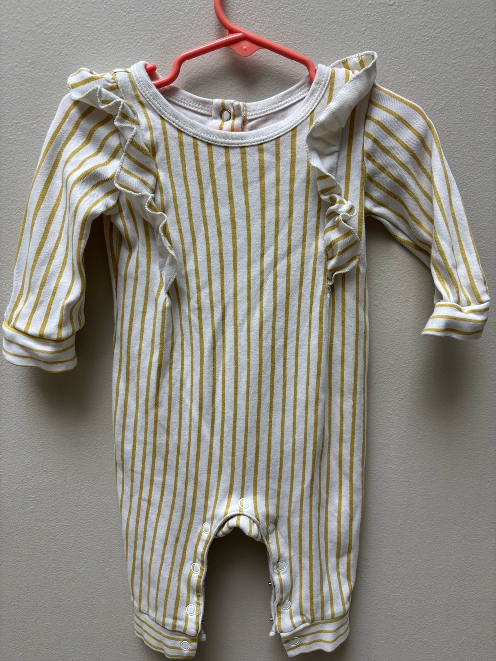 Pehr Yellow & White Ruffle Footie One-Piece (6-12 months)